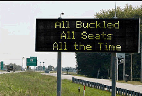 MoDOT encourages safe driving through clever signs along highways.