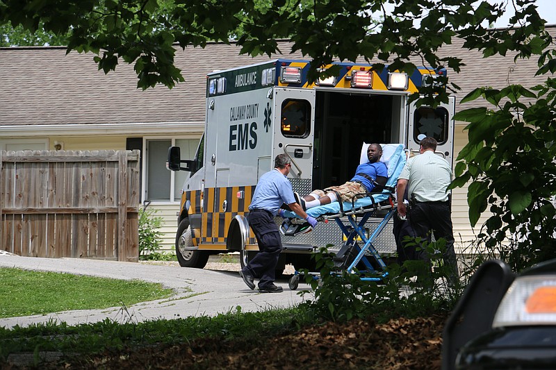 An ambulance transported Ron Wainwright to a hospital Wednesday afternoon. After being checked out at the hospital, Wainwright will be transferred to the Callaway County Sheriff's Office.