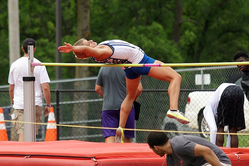 Lady Indian Jorden Barnhart took first place in the high jump.