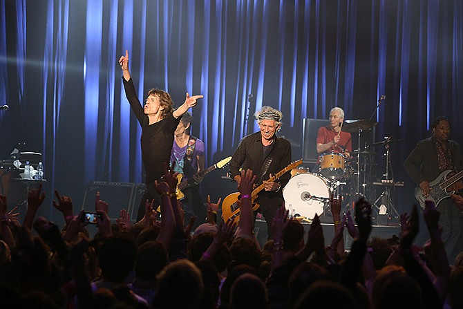 Mick Jagger and the Rolling Stones perform at the Fonda Theatre in Los Angeles on Wednesday. The band announced it would perform a "club show" that night to kick off its Zip Code tour, which launches Sunday in San Diego. 