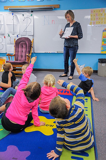 Fun themes and familiarity with the surroundings will help incoming kindergartners this fall after attending California Elementary Summer School. Kendra Hall's class was one of four kindergarten classrooms and had about 20 of the more than 300 total summer school students.