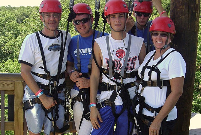 The Burger family enjoyed zip lining in Branson during a recent vacation.