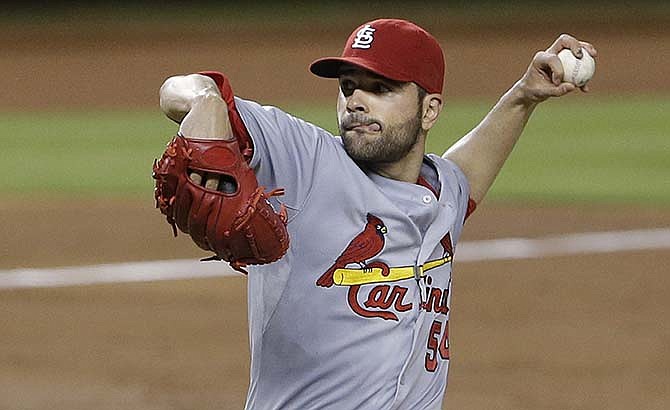 St. Louis Cardinals' Jaime Garcia delivers a pitch during the third inning of a baseball game against the Miami Marlins, Wednesday, June 24, 2015, in Miami.