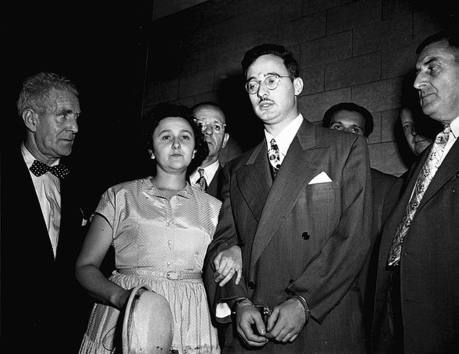 Ethel and Julius Rosenberg are shown during their 1951 trial for espionage in New York. The couple was accused of conspiring to recruit her brother, David Greenglass, into gathering classified information concerning the atomic bomb for the Soviet Union. 