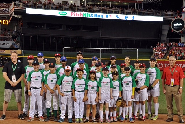 Abby Braby, middle row, second from the left, placed second in the 9-10 softball division at the MLB Pitch, Hit & Run in Cincinnati, Ohio.