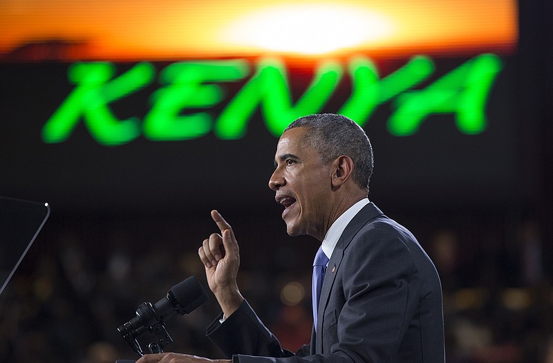 President Barack Obama delivers a speech at Safaricom Indoor Arena on Sunday in Nairobi. On the final day of his visit in Kenya, Obama laid out his vision for Kenya's future, and broad themes of U.S.-Kenya relations.