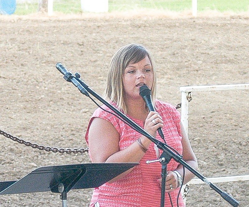 At the County Fair Vespers Service, Kayla Barnard sings "The Promise" before the message, "Marriage: God's Blessing," presented by Dan Rowlison, pastor of California First Christian Church.