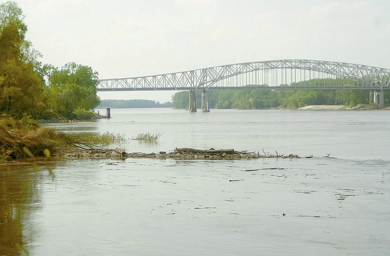 The Missouri River flows past Jefferson City.