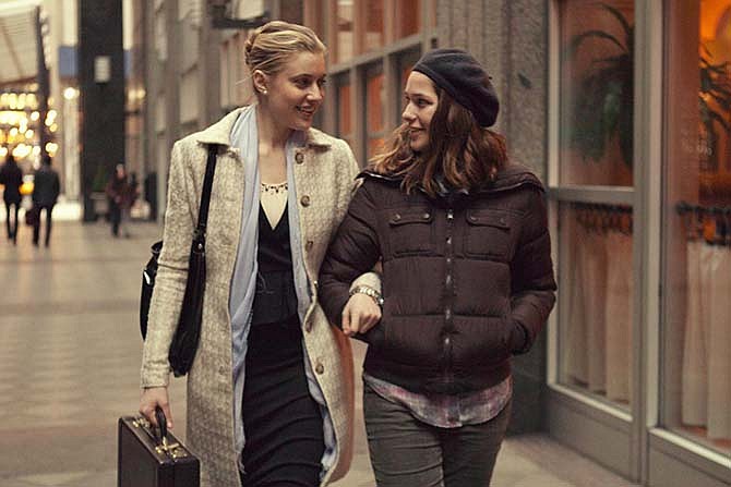 This photo provided by Fox Searchlight Pictures shows, Greta Gerwig, left, as Brooke, and Lola Kirke, as Tracy, in a scene from "Mistress America." 