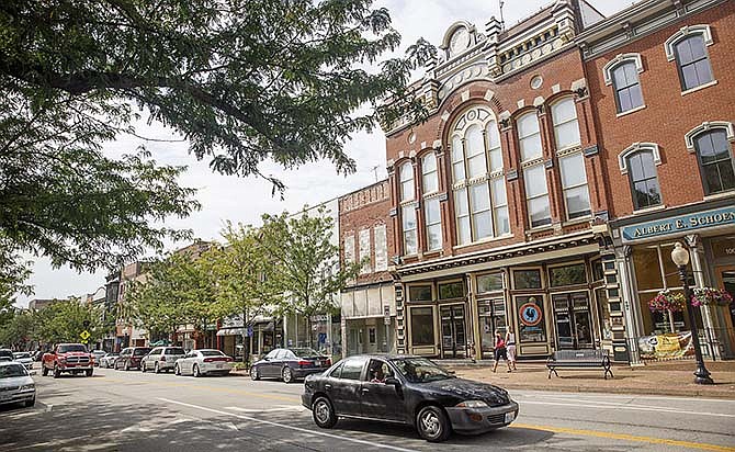 Businesses are seen along High Street in downtown Jefferson City in this August 2015 News Tribune photo.