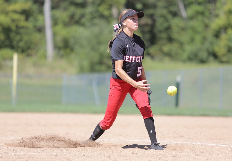 Jefferson City pitcher Alyssa Schulte, strong in postseason play last year, returns in the circle for the Lady Jays.