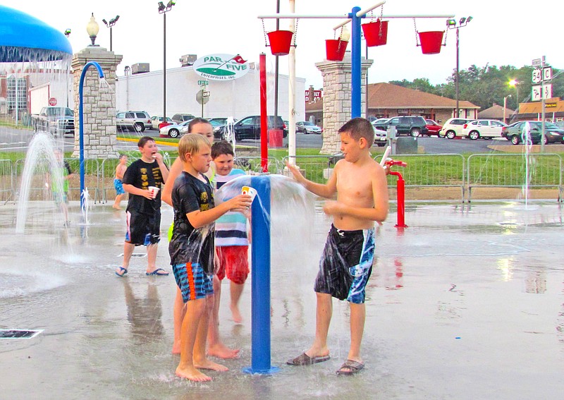 Fulton Cub Scouts Pack 50 splashed around at the splash pad Monday evening in Memorial Park to kick off cub scout recruiting events. Returning scouts and boys interested in joining also enjoyed hot dogs and side dishes.