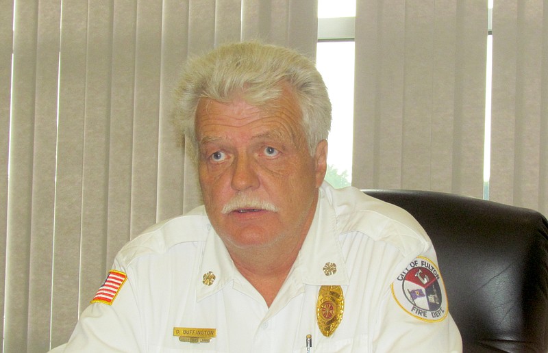 Fulton Fire Chief Dean Buffington speaks during an interview at City Hall August 28.