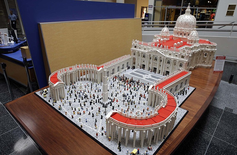 A Lego representation of the St. Peters basilica and square is on display at The Franklin Institute in Philadelphia. The Rev. Bob Simon spent about 10 months building it with approximately half-a-million Legos.