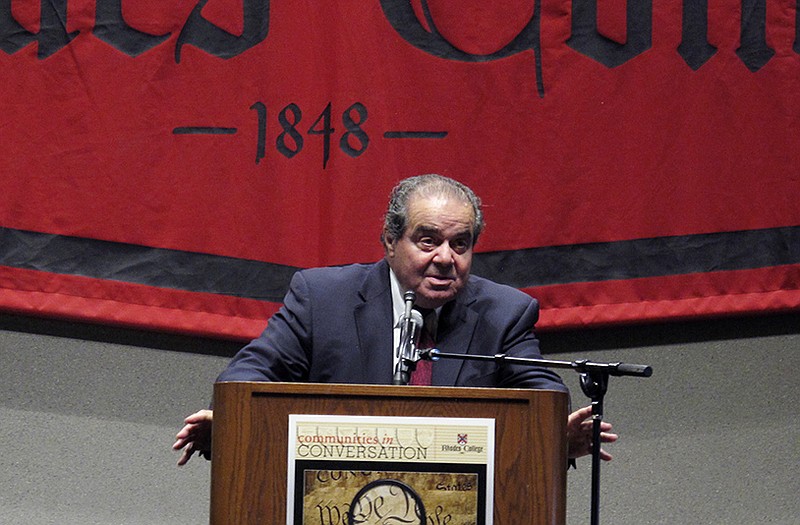 U.S. Supreme Court Justice Antonin Scalia delivers a speech about constitutional issues at Rhodes College on Tuesday in Memphis, Tennessee.
