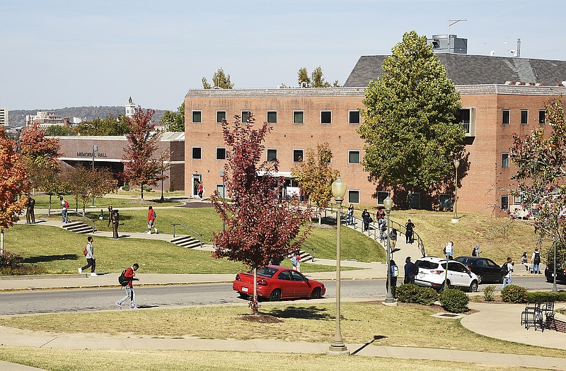 Students at Lincoln University cross Chestnut Street Monday afternoon, Oct. 19, 2015.