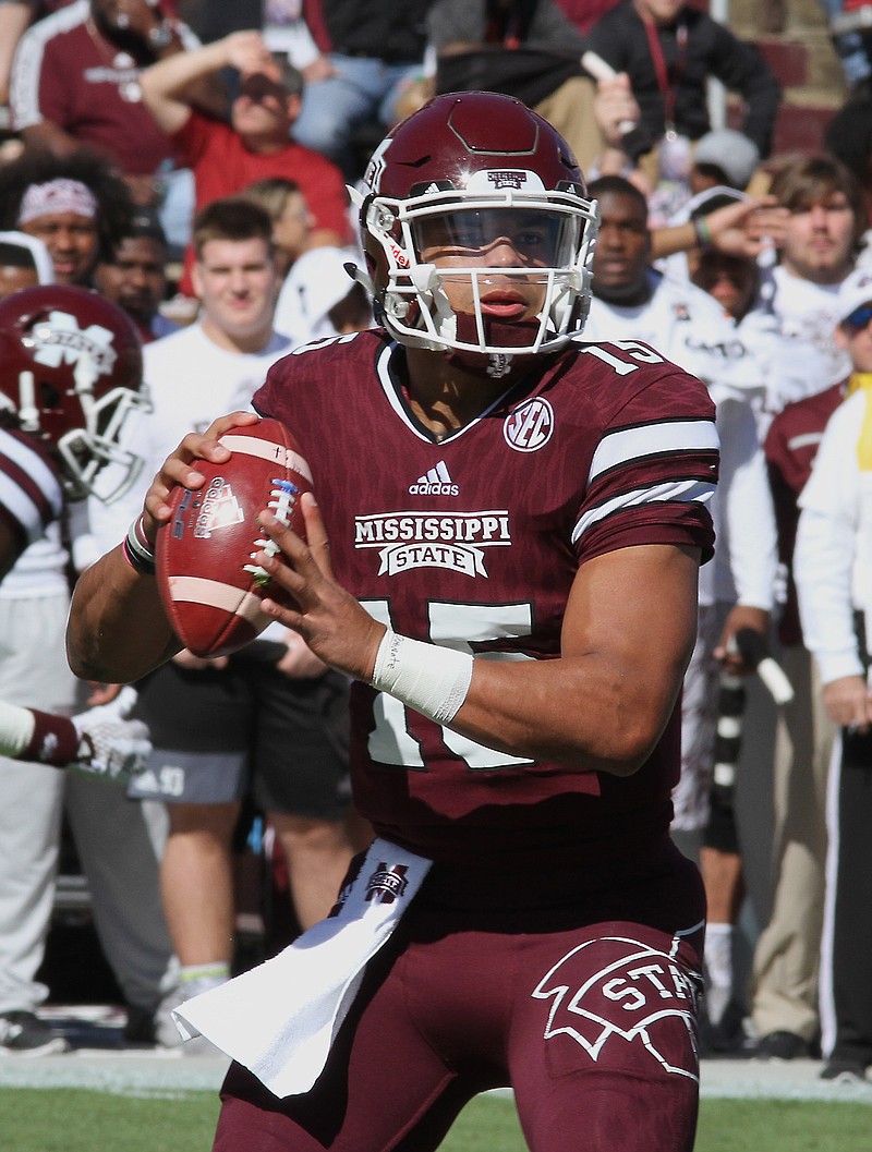 Mississippi State quarterback Dak Prescott prepares to throw a pass during a game last month against Louisiana Tech in Starkville, Miss.