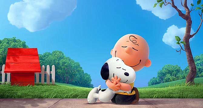 This photo provided by Twentieth Century Fox Film Corporation shows Snoopy and Charlie Brown from Charles Schulz's timeless "Peanuts" comic strip in their big-screen debut in a CG-animated feature film in 3D, "The Peanuts Movie."