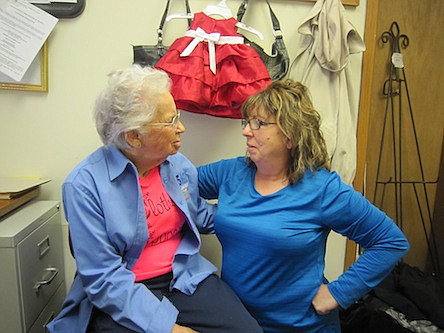 Ruby Beatty (left) and Melody Craighead share memories of working together at the Clothes Cupboard. Ruby has been a volunteer for 50 plus years, beginning when the organization was no more than a group of ladies from local churches seeing a community need and stepping in to help. The shop was adopted into SERVE, Inc. in 1972 and has been housed in several locations before finding its current home at 901 S. Business 54.