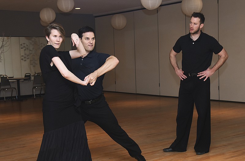 Michael, right, and Lucy Fitzgerald perfect their routine under the guidance of professional dancer Jonathan Roberts. The Fitzgeralds are from St. Louis and happily made the two-hour drive to learn steps and nuances from the well-known dancer.