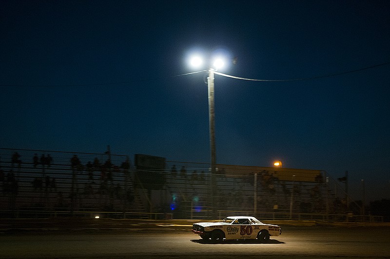 Shelby Ward enters the final lap of heat No. 2 in the 305 stock series Aug. 15 at the Texarkana 67 Speedway. Ward would go on to win the series for the week. 