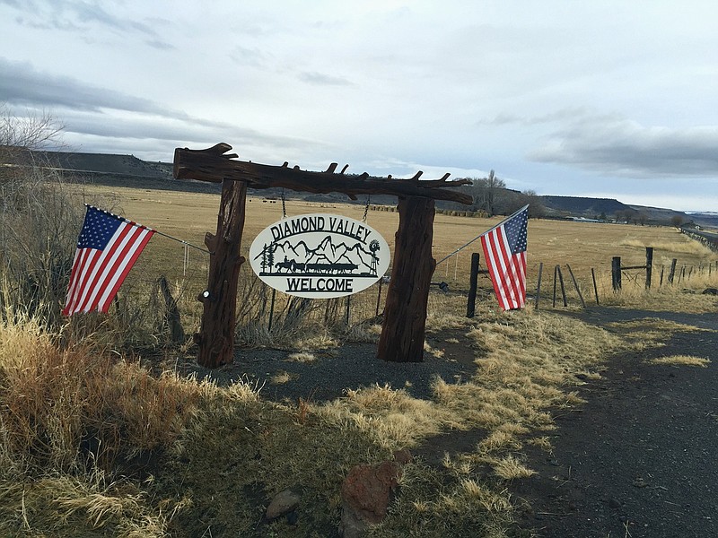 A private sign welcomes visitors to the Diamond Valley, part of the Harney Basin in southeast Oregon, in mid-December 2015. The valley is home to large cattle ranches that rely on both private and public land for grazing. The prosecution of Dwight and Steven Hammond for burning public lands has brought fresh focus to the debate over how federal land is managed.