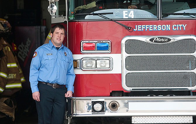 Nick LaBoube, a fire truck driver with the Jefferson City Fire Department, volunteered in St. Louis after recent flooding devastated many suburban areas in the city and surrounding counties.  