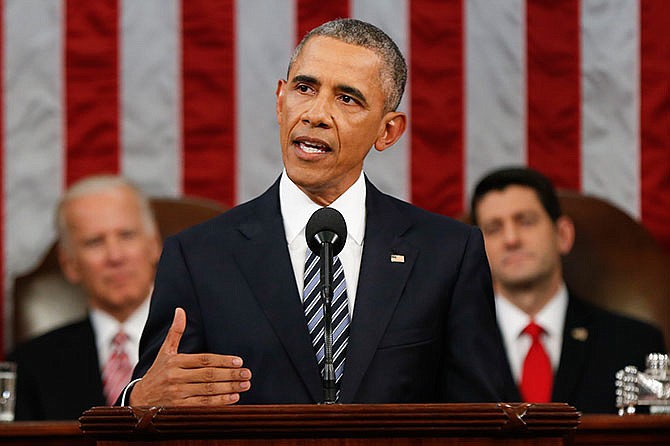 President Barack Obama delivers his State of the Union address before a joint session of Congress on Capitol Hill in Washington, Tuesday, Jan. 12, 2016.