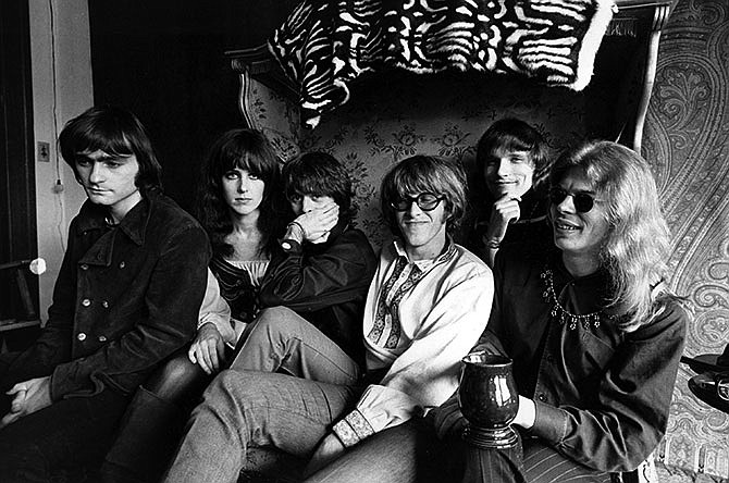 In this March 8, 1968 file photo, members of the rock group Jefferson Airplane pose for a photograph in San Francisco. From left, Marty Balin, Grace Slick, Spencer Dryden, Paul Kantner, Jorma Kaukonen, and Jack Casady. Kantner died at a San Francisco hospital on Thursday, Jan. 28, 2016 after falling ill earlier in the week, former girlfriend and publicist Cynthia Bowman told The Associated Press. 