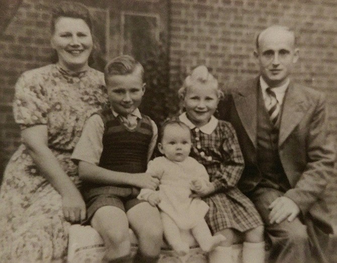 Taken in 1950, this picture shows the Ehrlich family approximately two years prior to their immigration to the United States. From left: Hedwig, Gerhard, Inge, Erika and Hugo. 
