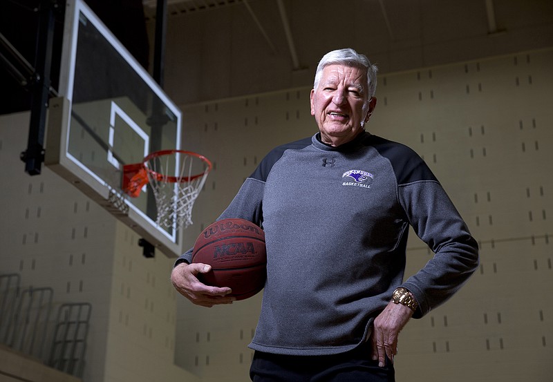 McKendree University head basketball coach Harry Statham poses for a portrait Wednesday in Lebanon, Ill. 