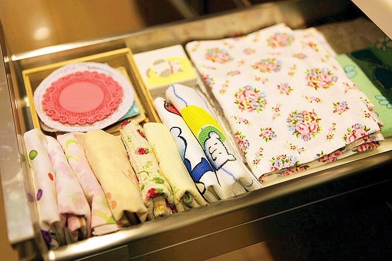 Marie Kondo, author of the international best-seller, "The Life-Changing Magic of Tidying Up," has written a new book, "Spark Joy: an Illustrated Master Class on the Art of Organizing and Tidying Up." "Spark Joy" provides illustrations like this drawer full of neatly folded linens.