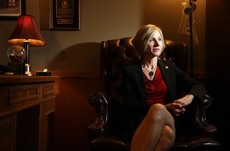 State Rep. Genise Montecillo, D- St. Louis, speaks during an interview in her office in Jefferson City. For six months, Montecillo said nothing publicly about the June day she tried to kill herself. But, motivated to push back against bias and spur others to seek mental health treatment, she's using her position as a state representative to speak out. 