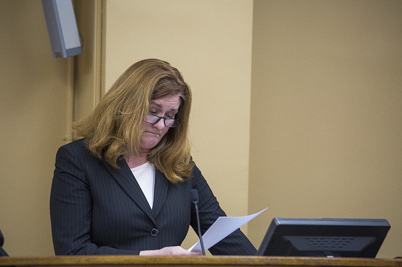 Forest Point Apartments manager Claire Jaynes tells the Texarkana, Texas, City Council on Monday that if the amount of water she was charged for had leaked on her property, it would be under several feet of water. Jaynes alleges the city overbilled her for water and sewage.