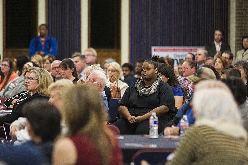 Concerned citizens listen to Republican candidates for State Senate and House on Tuesday, Feb. 16, 2016 at Texarkana College. The forum began with questions from moderator Travis Ransom and was followed by questions from community members. 