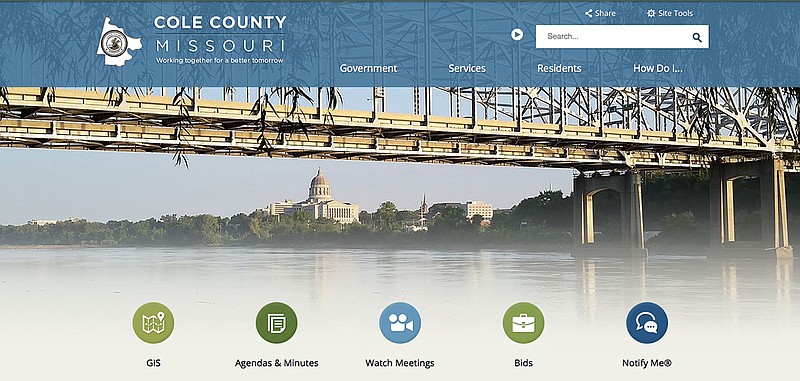 This image shows a screenshot of the new Cole County website, colecounty.org, which is ready for public use.