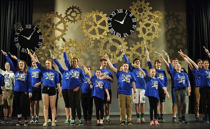 Cast members rehearse "Chitty Chitty Bang Bang" at the Miller Performing Arts Center.