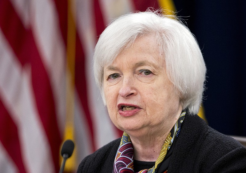 Federal Reserve Chair Janet Yellen speaks Wednesday, March 16, 2016, during a news conference after the Federal Open Market Committee meeting in Washington. The Federal Reserve is keeping a key interest rate unchanged in light of global pressures that risk slowing the U.S. economy. As a result, Fed officials are forecasting that they will raise rates more gradually this year than they had envisioned in December. The officials now foresee two, rather than four, modest increases in the Fed's benchmark short-term rate during 2016.