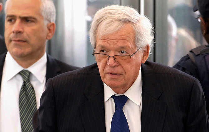 In this June 9, 2015 file photo, former U.S. House Speaker Dennis Hastert arrives at the federal courthouse in Chicago for his arraignment on federal charges in his hush-money case in Chicago. The Chicago Tribune is citing unidentified law enforcement sources as saying at least four people have made "credible allegations of sexual abuse" against Hastert. In a Thursday April 7, 2016 story, the newspaper says it has determined the identities of three accusers, all men whose allegations stem from when they were teenagers and Hastert was their coach in Yorkville, Ill. 