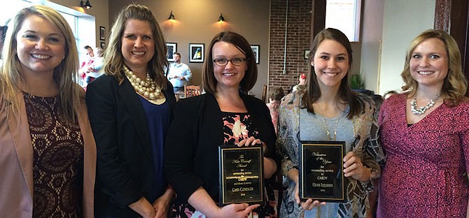 From left: Kasi Lacey, CARDVâ€™s outgoing board of directorâ€™s president; Amy Dittmer, CARDVâ€™s new board of directorâ€™s president; Casey Clevenger, Kate Conniff Award recipient; Celine Izquierdo, CARDV volunteer of the year; and Erica Nanney, executive director.