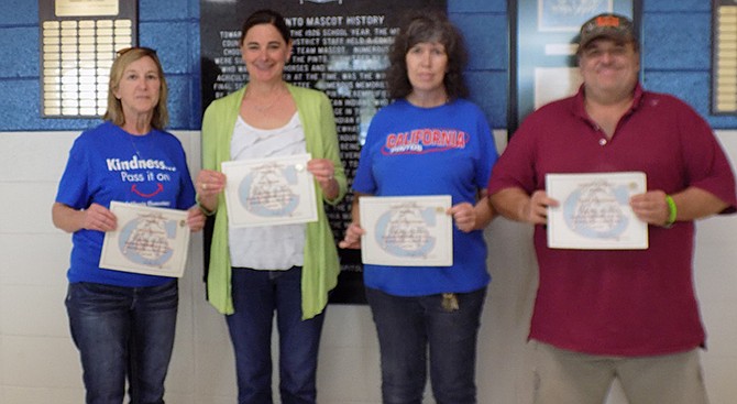 California R-I employees honored for 20 years of service are, from left, Carol Zimmerman, Amy Mouse, Linda Wittenberger, David Wittenberger and Bobbi Sansbury (not pictured).