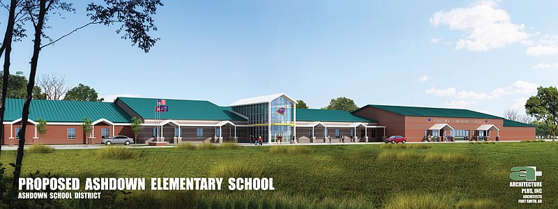 An artist's rendering of the proposed Ashdown, Ark., elementary campus is shown. If Ashdown voters approve the $12.3 million plan, three campuses would be consolidated on the campus of Margaret Daniel Primary.