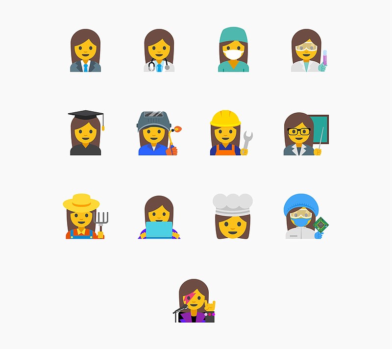 This image provided by Google shows proposed female emojis. Google said it wants to create a new set to highlight diversity and empower girls. 