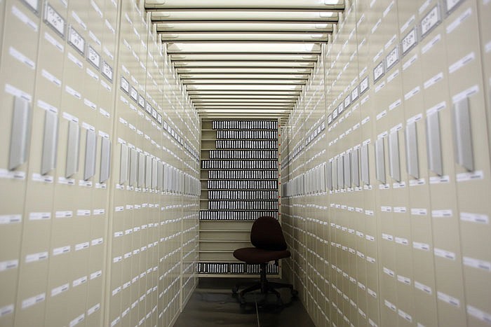 Film archives is shown at the Missouri State Record's archives in Jefferson City.