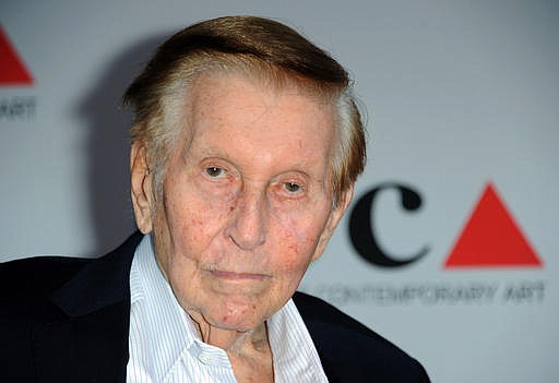 In this April 20, 2013, file photo, media mogul Sumner Redstone arrives at the 2013 MOCA Gala celebrating the opening of the Urs Fischer exhibition at MOCA, in Los Angeles.