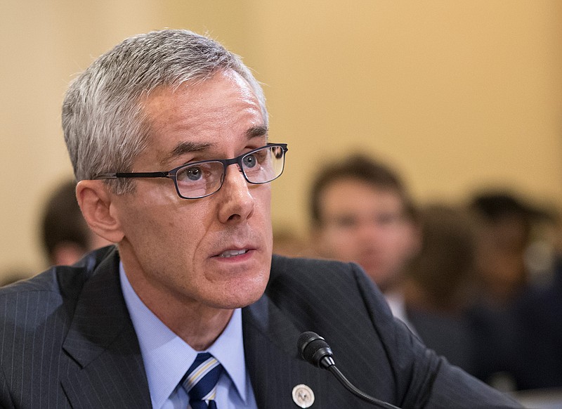 Transportation Security Administration (TSA) chief Peter Neffenger testifies on Capitol Hill in Washington, Wednesday, May 25, 2016, before the House Homeland Security Committee which is looking for answers on how to balance security with long lines at airport checkpoints. 