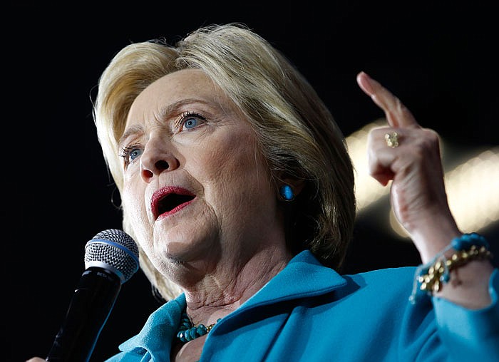 Hillary Clinton is shown speaking at a California campaign event on Wednesday. A State Department audit has found she ignored clear feeral guidelines by using a personal email server for government business.