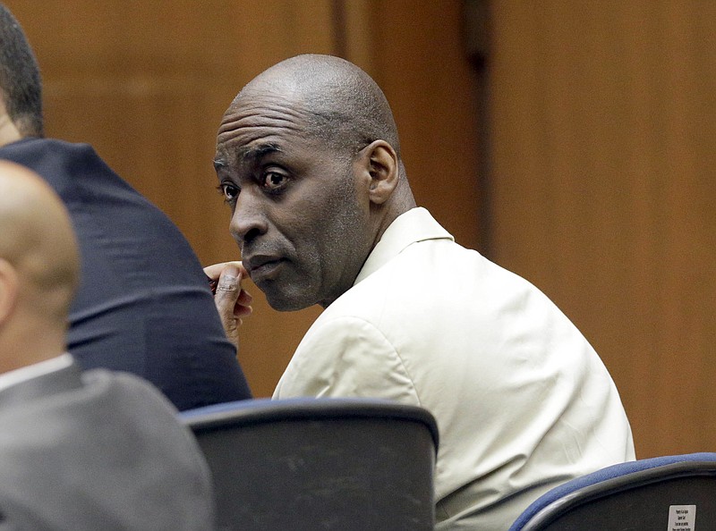 Actor Michael Jace, who played a police officer on television and charged with murdering his wife, listens during closing arguments during his trial at Los Angeles County Superior in Los Angeles Friday, May 27, 2016.