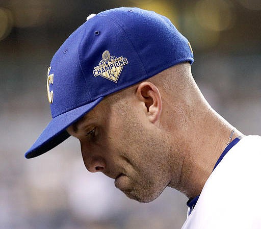 Kansas City Royals starting pitcher Danny Duffy comes out of a baseball game after giving up five runs during the sixth inning against the Chicago White Sox, Friday, May 27, 2016, in Kansas City, Mo. 
