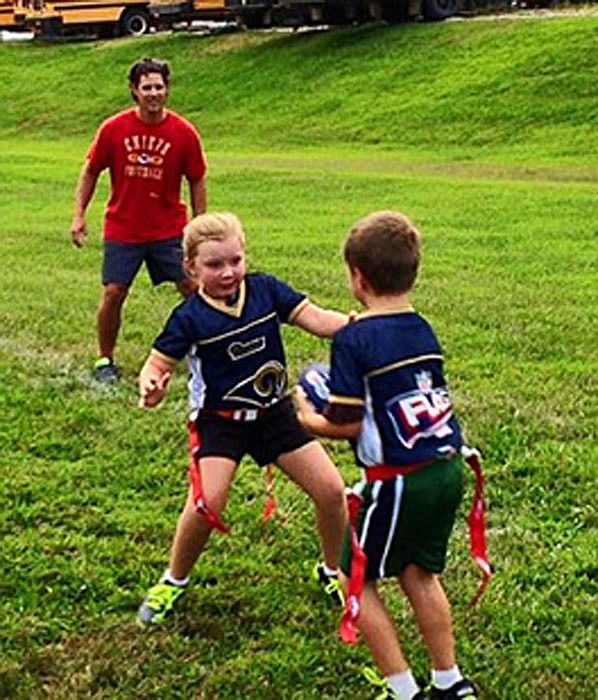 About one-fourth of the 50 Russellville flag football players last fall were girls, including Ella Stanley.